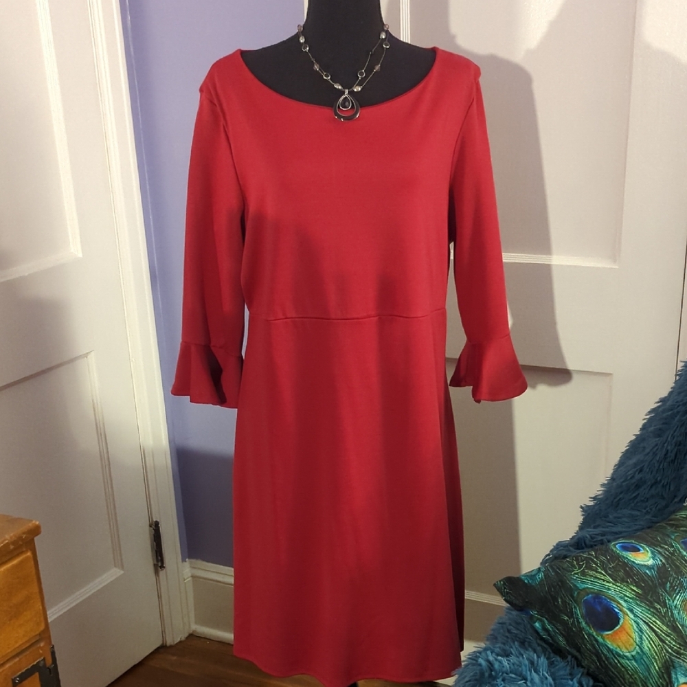 Mik Scarlet Long Flare Sleeve A Line Dress Sz XL